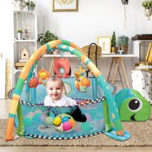 Tapis d'Éveil Bébé Tapis de Jeu pour Bébé Avec Ballon 5 jouets suspendus pour aux Nouveau-né(tortue)