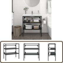 Cadre de lavabo de salle de bain Noir 79x38x83 cm Fer - Meubles De Salle De Bain - Meuble Lavabo - Cadre De Lavabo - Étagère Salle De Bain