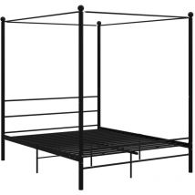 Cadre de lit à baldaquin sans matelas noir 160x200 cm métal Vidaxl