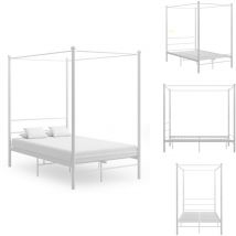 Cadre de lit à baldaquin sans matelas blanc 140x200 cm métal - Cadre De Lit - Lit à Baldaquin - Lit Double - Lit Design - Lit Moderne