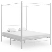 Torana - Cadre de lit à baldaquin sans matelas blanc 160x200 cm métal