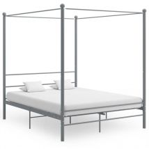 Torana - Cadre de lit à baldaquin sans matelas gris métal 160x200 cm
