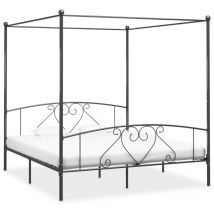 Cadre de lit à baldaquin sans matelas gris métal 200x200 cm