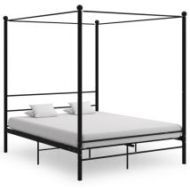 Cadre de lit à baldaquin sans matelas noir 160x200 cm métal