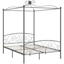 Cadre de lit à baldaquin sans matelas gris métal 160x200 cm vidaXL