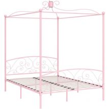 Cadre de lit à baldaquin sans matelas rose métal 160x200 cm Vidaxl