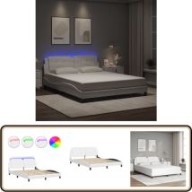 Cadre de lit avec led sans matelas blanc 160x200 cm - Lit Plateforme - Lit Design - Lit Avec Rangement - Cadre Lit Double - Luminaire Intégré