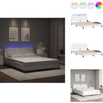 Cadre de lit avec led sans matelas blanc 160x200 cm - Lit Plateforme - Lit Design - Lit Avec Rangement - Cadre Lit Double - Luminaire Intégré