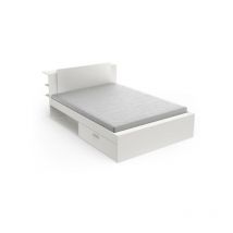 Cadre de lit avec rangements 140x190/200 Blanc - zily - l 144.5 x l 227 x h 87.5 cm
