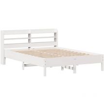 Cadre de lit sans matelas blanc 160x200 cm bois de pin massif Vidaxl