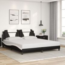 Avimac - Cadre de lit sans matelas noir et blanc 180x200 cm similicuir