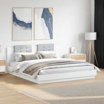 Cadre de lit sans matelas blanc 200x200 cm