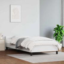 Cadre de lit avec tête de lit sans matelas blanc 90x190 cm