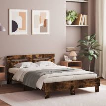 Avimac - Cadre de lit avec led sans matelas chêne fumé 120x200 cm