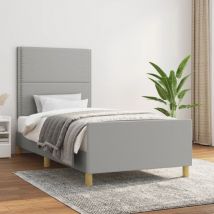 Avimac - Cadre de lit sans matelas gris clair 90x190 cm tissu