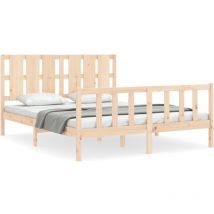 Cadre de lit avec tête de lit king size bois massif