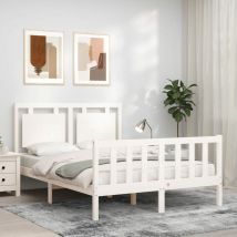 Cadre de lit avec tête de lit Lit adulte pour chambre à coucher blanc 120x200 cm bois massif Vidaxl