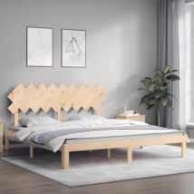 Cadre de lit avec tête de lit Super King Size bois massif - Vidaxl