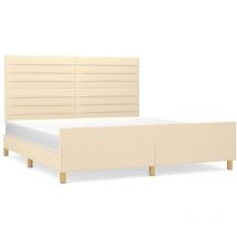 Cadre de lit avec tête de lit Crème 160 x 200 cm Tissu