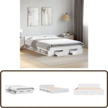 Cadre de lit avec tiroirs sans matelas blanc 140x190 cm - Cadre De Lit - Lit Double - Lit Avec Tiroirs - Meuble De Chambre - Rangement Dans La Chambre
