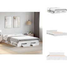 Cadre de lit avec tiroirs sans matelas blanc 140x190 cm - Cadre De Lit - Lit Double - Lit Avec Tiroirs - Meuble De Chambre - Rangement Dans La Chambre