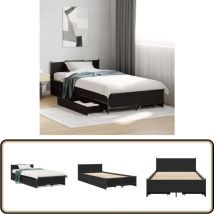 Cadre de lit avec tiroirs sans matelas noir 90x190 cm - Lit Double - Cadre De Lit - Lit Avec Tiroirs - Meuble De Chambre - Literie