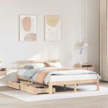 Cadre De Lit Avec Tiroirs Sans Matelas-structure De Lit Avec Rangement 140x190 Cm 703679