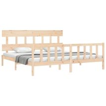 Cadre de lit avec tête de lit Super King Size bois massif - Vidaxl
