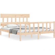 Cadre de lit avec tête de lit king size bois massif