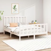 SKM Cadre de lit Blanc Bois de pin massif 120x200 cm