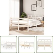 Doc&et² - The Living Store Cadre de lit sans matelas blanc bois massif 120x200 cm - Cadre De Lit - Lit Double - Lit En Bois - Design Moderne