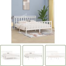 Skm Cadre de lit Blanc Bois de pin massif 200x200 cm