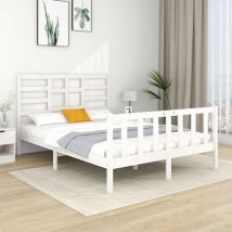 Doc&et² - skm Cadre de lit Blanc Bois massif 120x190 cm Petit Double