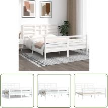 Skm Cadre de lit Blanc Bois massif 160x200 cm