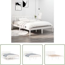Les Tendances - The Living Store Cadre de lit sans matelas blanc 160x200 cm bois massif - Lit Plateforme - Lit Double - Lit En Bois - Cadre De Lit