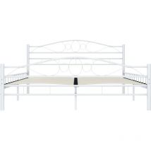 Cadre de lit Blanc Métal 180 x 200 cm,métal enduit de poudre