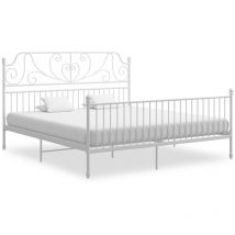 Cadre de lit Blanc Métal 180x200 cm,métal enduit de poudre