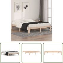 Jinlefu - The Living Store Cadre de lit sans matelas bois massif 150x200 cm - Cadre De Lit - Lit Double - Bois Massif - Lit Design - Literie