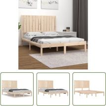 The Living Store Cadre de lit sans matelas 120x200 cm bois de pin massif - Cadre De Lit - Lit Double - Lit En Bois - Bois De Pin - Design Moderne