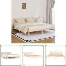 Doc&et² - The Living Store Cadre de lit sans matelas bois massif de pin 160x200 cm - Cadre De Lit - Lit En Bois - Lit Double - Meuble De Chambre