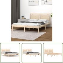 Doc&et² - The Living Store Cadre de lit sans matelas 160x200 cm bois massif - Cadre De Lit - Lit Double - Bois Massif - Lit Avec Têtière - Literie