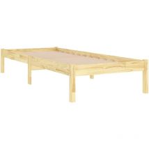 Lafomukea - Cadre de lit bois massif 75x190 cm petit simple