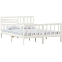 Cadre de lit Blanc Bois massif 150x200 cm Très grand Vidaxl Blanc