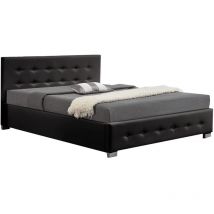 Cadre de lit capitonnée avec coffre de rangement intégré - newington