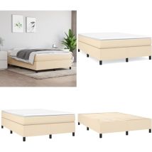 Cadre de lit sans matelas crème 140x190 cm tissu - Cadre De Lit - Lit Simple - Lit Crème - Literie - Meuble Chambre - Home & Living