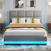 Cadre de lit de rangement relevable Queen Size, tête de lit moderne à dos d'âne, cadre de lit complet capitonné avec support à lattes en bois et