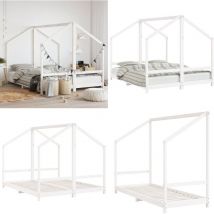 Cadre de lit d'enfant blanc 2x(80x200) cm bois de pin massif - Lit Bébé - Lit Enfant - Cadre De Lit - Mobilier Enfant - Décoration Chambre Enfant