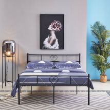 Lit Adulte 140x190 cm Tête de lit en Forme de Coeur Design,lit double noir