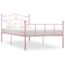 Cadre de lit Double Rose Métal - LEXLIFE Lit Fille Princesse 100 x 200 cm - Sommier à Lattes Inclus