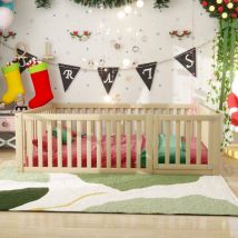 Arturesthome - Cadre de lit en bois pour enfants - 140 x 200 cm avec barrière et porte,Solid Wood